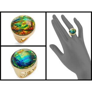 💕TRINA TURK💕 Faceted Dome Cocktail Ring Metallic Psychedellic NWT